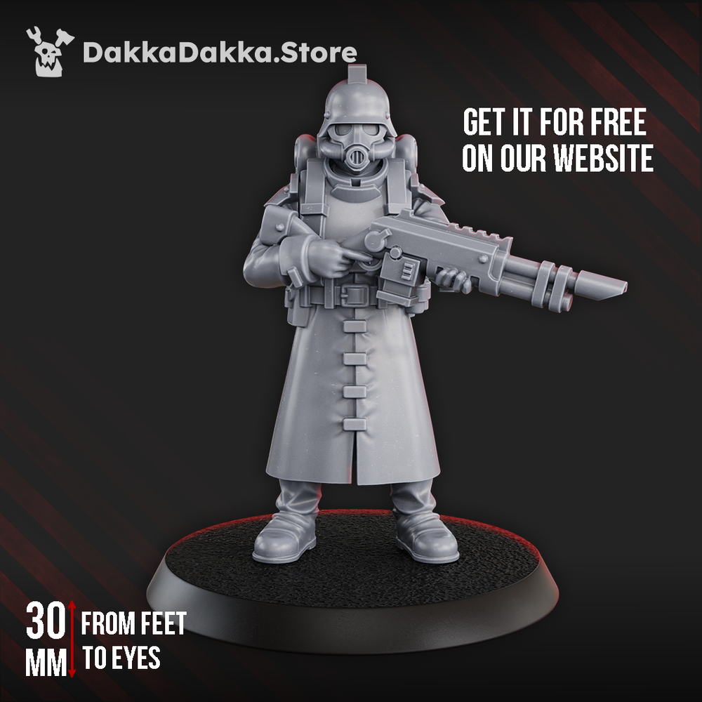 Trench Warfare 3rd Death Division Gunman, Trench Warfare proxy miniature, 28mm heroic scale unpainted resin