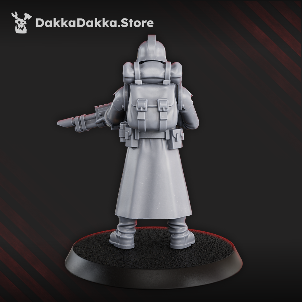 Trench Warfare 3rd Death Division Gunman, Trench Warfare proxy miniature, 28mm heroic scale unpainted resin, view 2