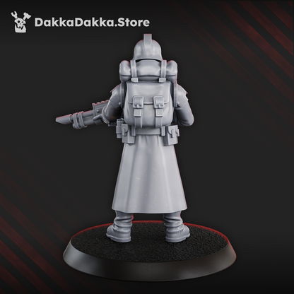 Trench Warfare 3rd Death Division Gunman, Trench Warfare proxy miniature, 28mm heroic scale unpainted resin, view 2