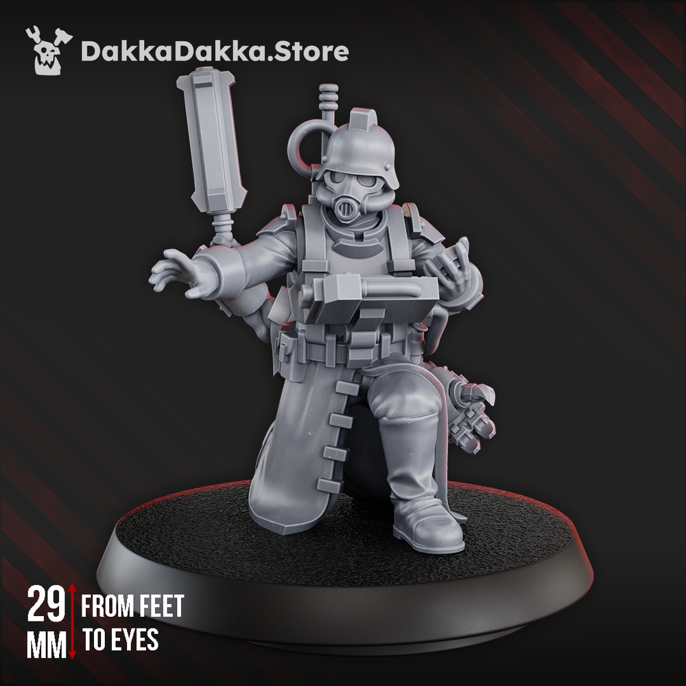 Trench Warfare 3rd Death Division Radio Operator, Trench Warfare proxy miniature, 28mm heroic scale unpainted resin