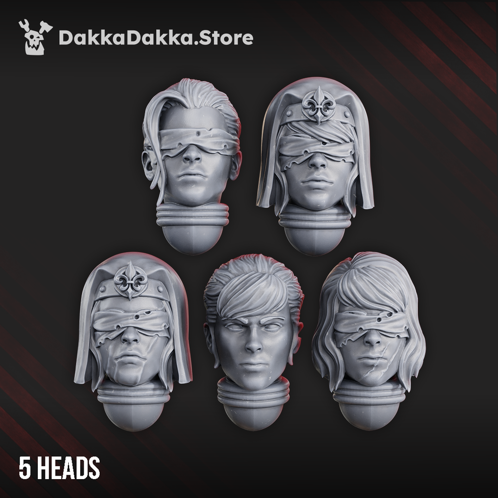 Battle Sisters Poenitentiam Head Bits Set x5 (5 Units), Battle Sisters resin conversion bits, 28mm heroic scale unpainted