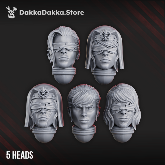 Battle Sisters Poenitentiam Head Bits Set x5 (5 Units), Battle Sisters resin conversion bits, 28mm heroic scale unpainted