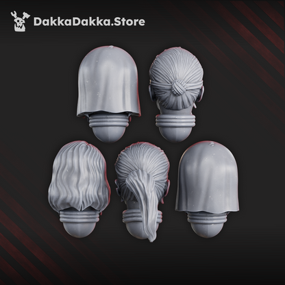 Battle Sisters Poenitentiam Head Bits Set x5 (5 Units), Battle Sisters resin conversion bits, 28mm heroic scale, view 2