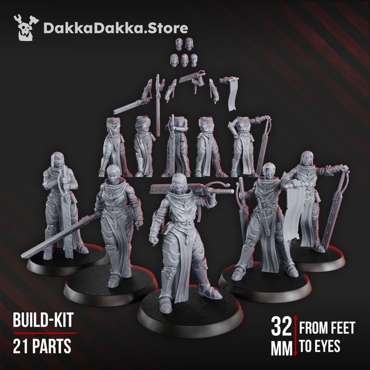Battle Sisters Poenitentiam Head Bits Set x5 (5 Units), Battle Sisters resin conversion bits, 28mm heroic scale, view 3