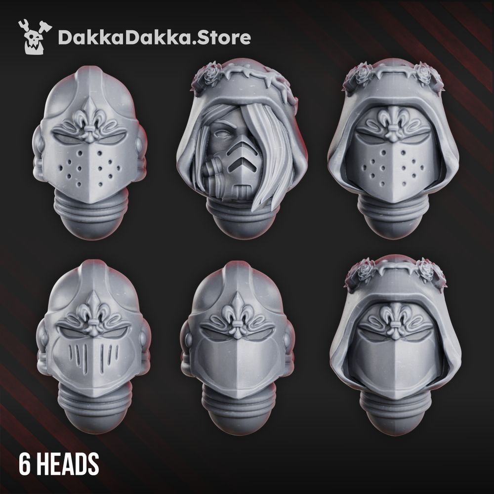 Battle Sisters War Sisters Head Bits Bloody Rose 2 Helmet Set x6 (6 Units), Battle Sisters resin conversion bits, 28mm