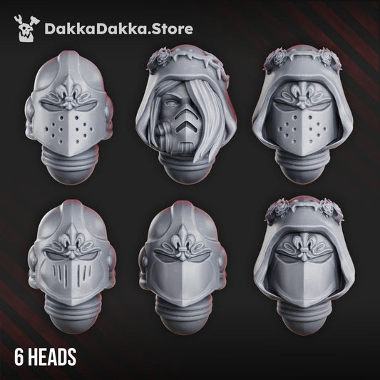 Battle Sisters War Sisters Head Bits Bloody Rose 2 Helmet Set x6 (6 Units), Battle Sisters resin conversion bits, 28mm