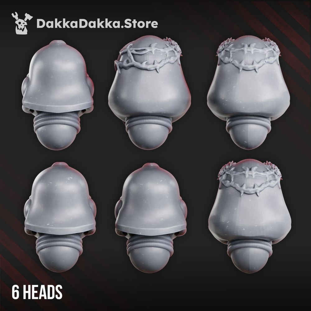 Battle Sisters War Sisters Head Bits Bloody Rose 2 Helmet Set x6 (6 Units), Battle Sisters resin conversion bits, view 2