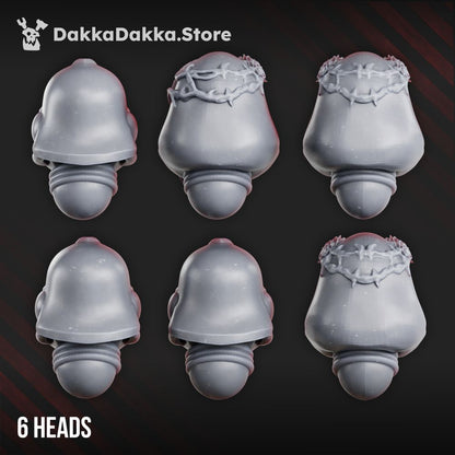 Battle Sisters War Sisters Head Bits Bloody Rose 2 Helmet Set x6 (6 Units), Battle Sisters resin conversion bits, view 2