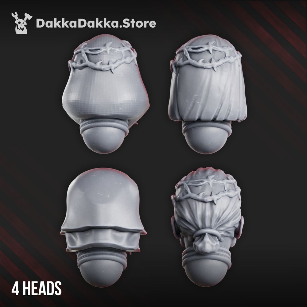 Battle Sisters War Sisters Head Bits Bloody Rose Set x4 (4 Units), Battle Sisters resin conversion bits, 28mm heroic, view 2