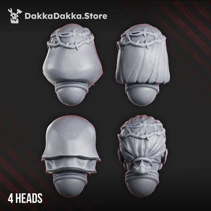 Battle Sisters War Sisters Head Bits Bloody Rose Set x4 (4 Units), Battle Sisters resin conversion bits, 28mm heroic, view 2