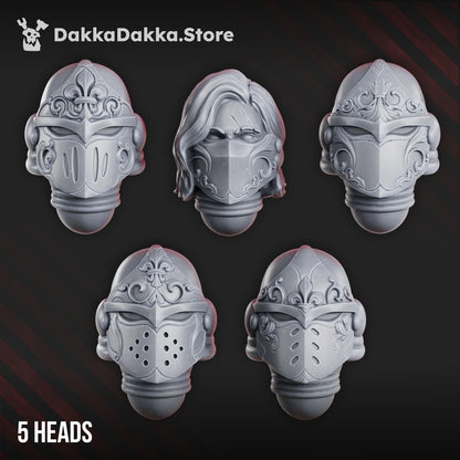 Battle Sisters War Sisters Head Bits Valiant Heart Set x5 (5 Units), Battle Sisters resin conversion bits, 28mm heroic scale