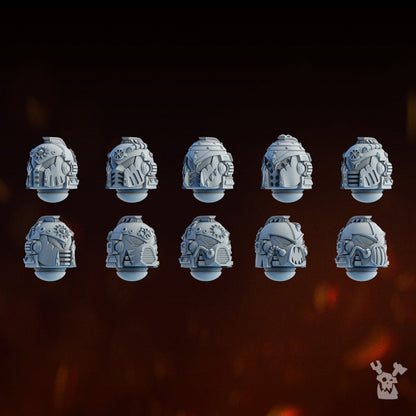 Bloodthirsty Knights Carnage Reapers Heads Set x10 (10 Units), Bloodthirsty Knights resin conversion bits, 28mm heroic scale