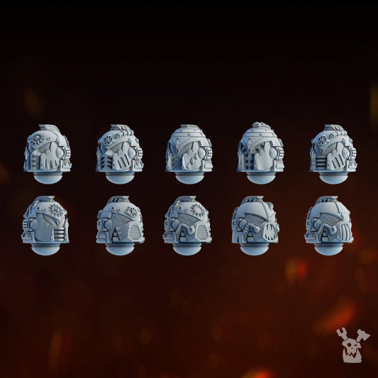 Bloodthirsty Knights Carnage Reapers Heads Set x10 (10 Units), Bloodthirsty Knights resin conversion bits, 28mm heroic scale