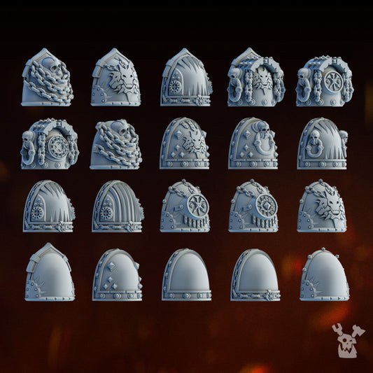 Bloodthirsty Knights Carnage Reapers Shoulder Guards Set x10 (10 Units), Bloodthirsty Knights resin conversion bits, view 3