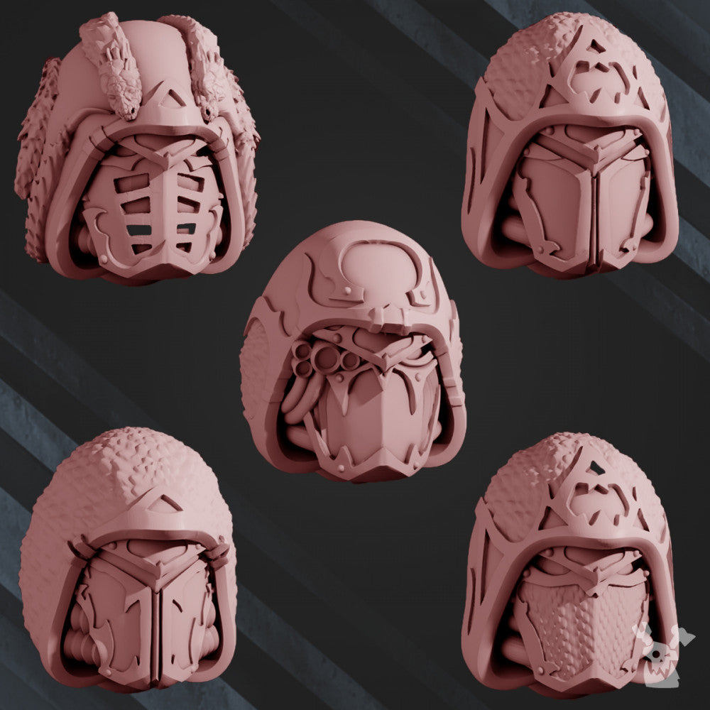 Dark Space Knights Alpha and Omega Heads x5 (5 Units), Dark Space Knights resin conversion bits, 28mm heroic scale, view 3