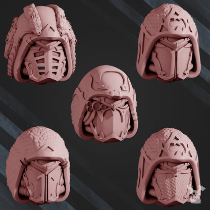 Dark Space Knights Alpha and Omega Heads x5 (5 Units), Dark Space Knights resin conversion bits, 28mm heroic scale, view 3