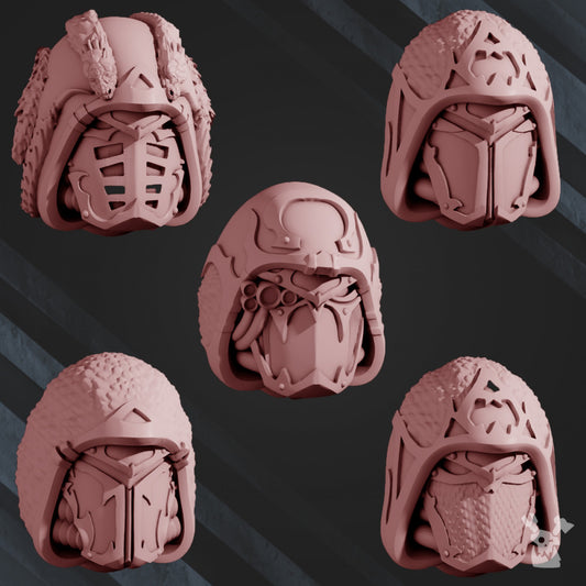 Dark Space Knights Alpha and Omega Heads x5 (5 Units), Dark Space Knights resin conversion bits, 28mm heroic scale, view 3