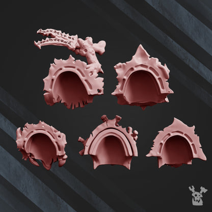Dark Space Knights CW Corpsemakers Shoulder Pads x10 (10 Units), Dark Space Knights resin conversion bits, 28mm, view 4