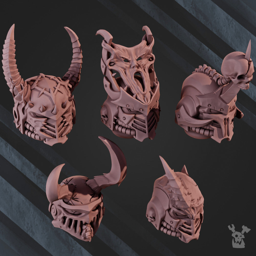 Dark Space Knights CW Predators Head Bits Set x5 (5 Units), Dark Space Knights resin conversion bits, 28mm heroic scale
