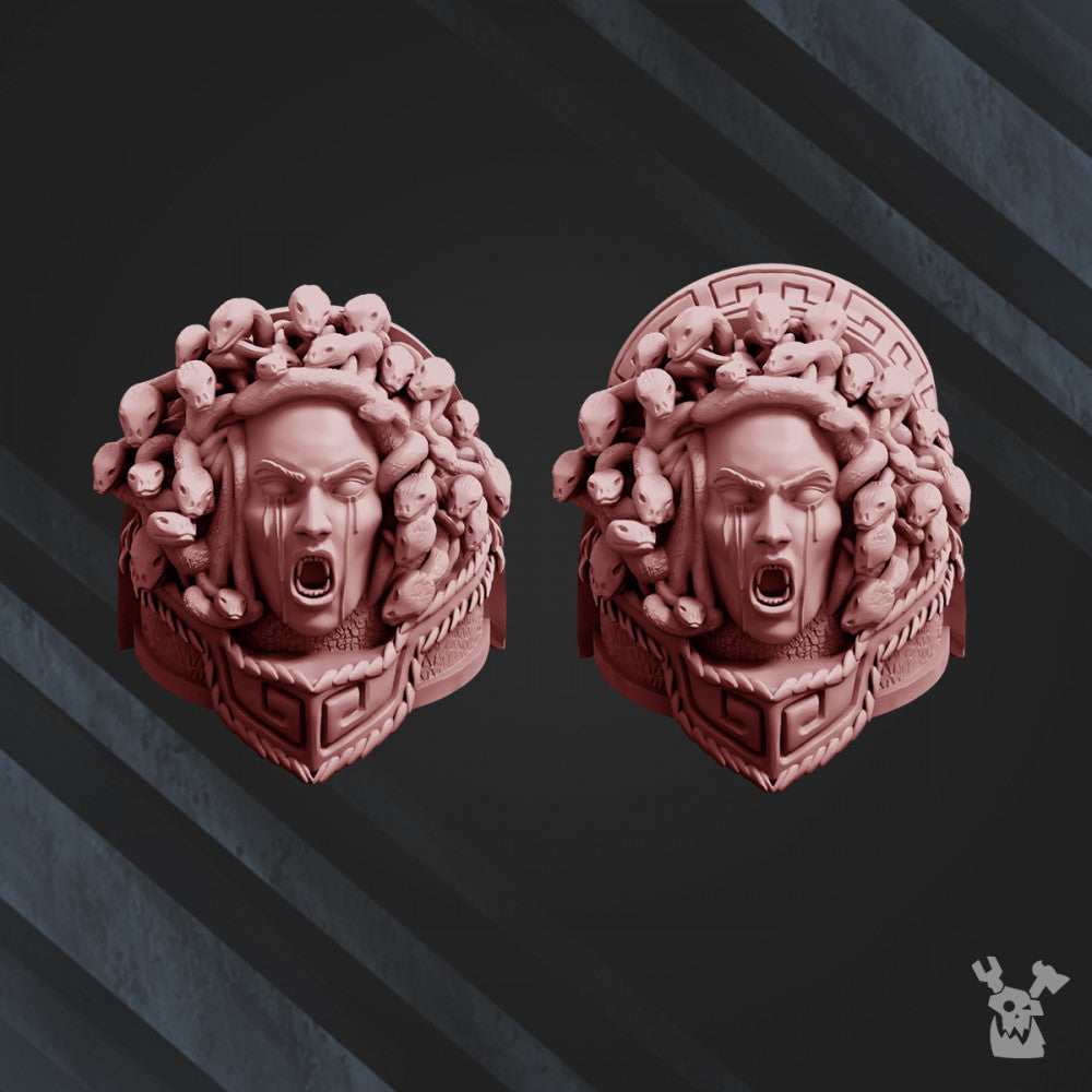 Dark Space Knights CW Stone Tears Shoulder Pads, Dark Space Knights resin conversion bits, 28mm heroic scale, view 3