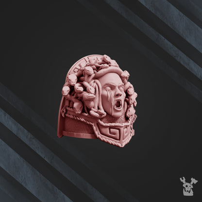 Dark Space Knights CW Stone Tears Shoulder Pads, Dark Space Knights resin conversion bits, 28mm heroic scale, view 4