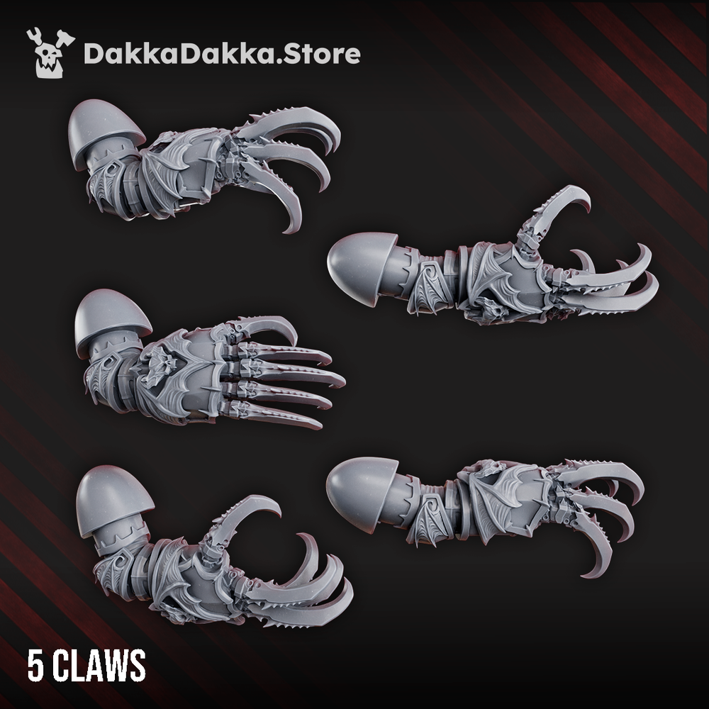 Dark Space Knights Nocturnal Claws Set x5, Dark Space Knights resin conversion bits, 28mm heroic scale unpainted resin