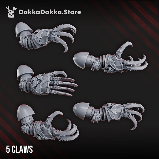 Dark Space Knights Nocturnal Claws Set x5, Dark Space Knights resin conversion bits, 28mm heroic scale unpainted resin