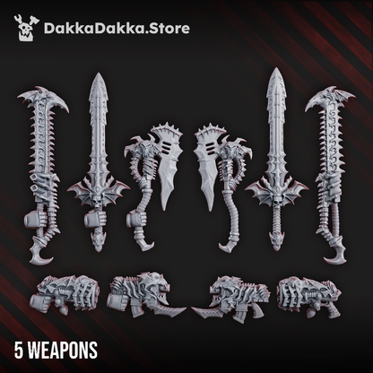 Dark Space Knights Nocturnal Commander Weapons Upgrade Set x5, Dark Space Knights resin conversion bits, 28mm heroic scale