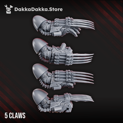 Dark Space Knights Nocturnal Lightning Claws Set x5, Dark Space Knights resin conversion bits, 28mm heroic scale unpainted