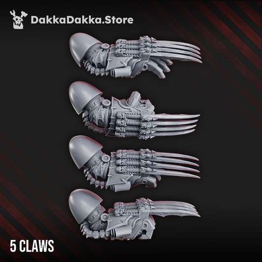 Dark Space Knights Nocturnal Lightning Claws Set x5, Dark Space Knights resin conversion bits, 28mm heroic scale unpainted