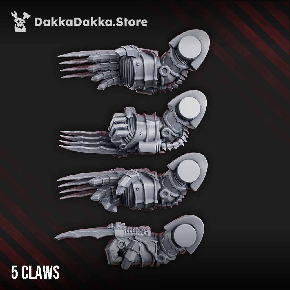 Dark Space Knights Nocturnal Lightning Claws Set x5, Dark Space Knights resin conversion bits, 28mm heroic scale, view 3