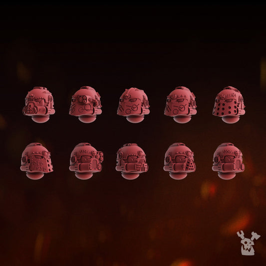Flame Knights Fire Preachers Heads Set x10 (10 Units), Flame Knights resin conversion bits, 28mm heroic scale unpainted resin
