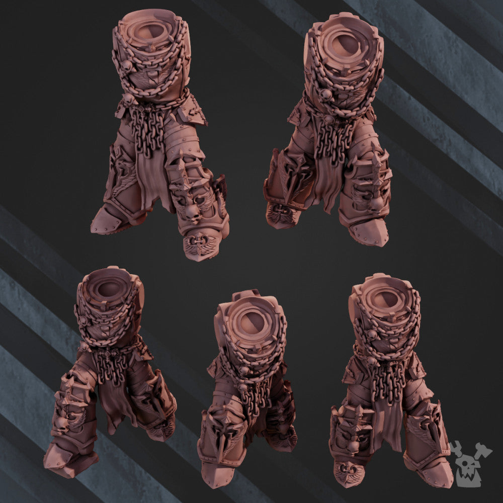 Hooded Knights Lions Body Set x5 (5 Units), Hooded Knights resin conversion bits, 28mm heroic scale unpainted resin