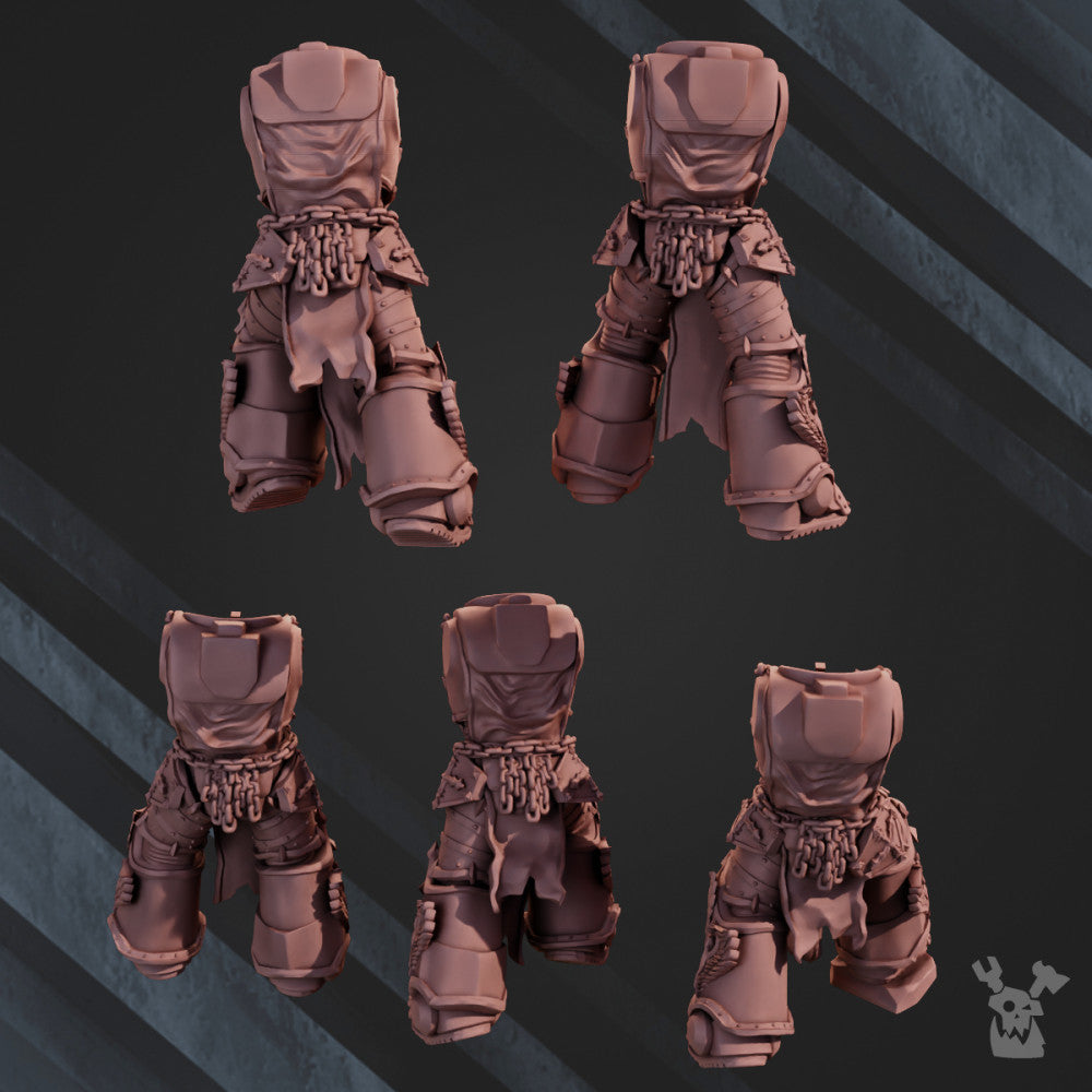 Hooded Knights Lions Body Set x5 (5 Units), Hooded Knights resin conversion bits, 28mm heroic scale unpainted resin, view 2