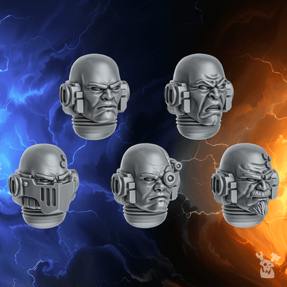 Hooded Knights Open Heads (Millennium Wars), Hooded Knights resin conversion bits, 28mm heroic scale unpainted resin
