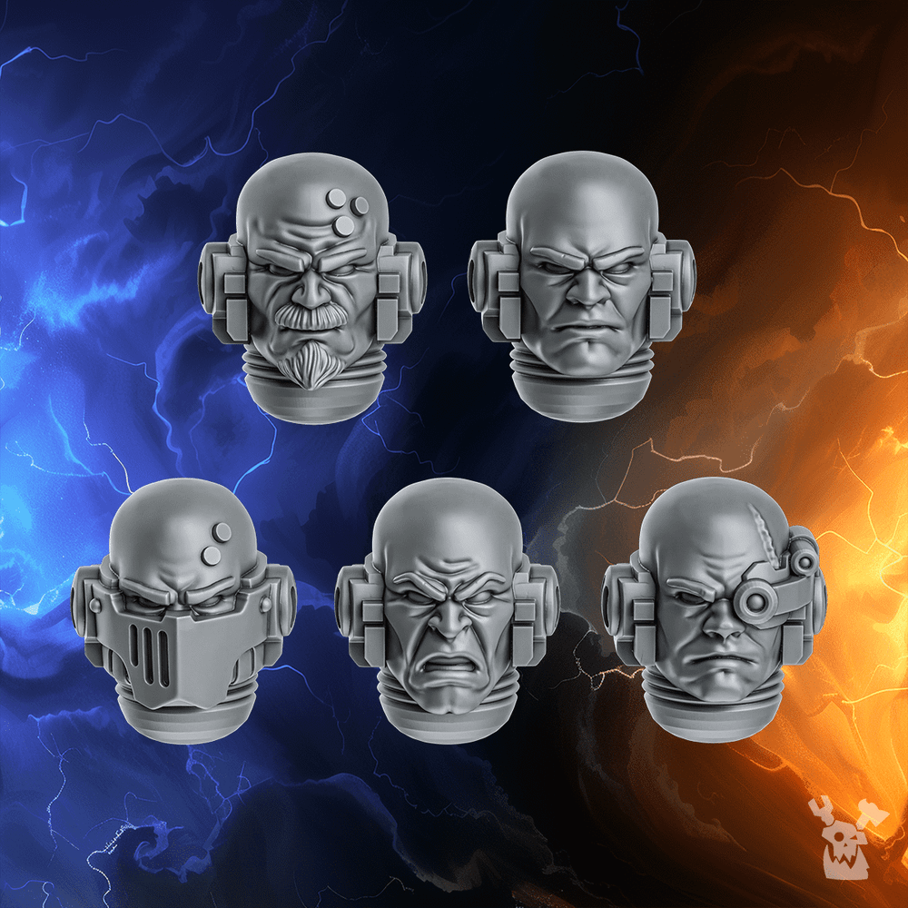 Hooded Knights Open Heads (Millennium Wars), Hooded Knights resin conversion bits, 28mm heroic scale unpainted resin, view 2