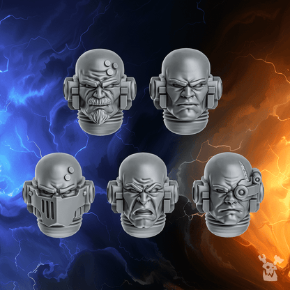Hooded Knights Open Heads (Millennium Wars), Hooded Knights resin conversion bits, 28mm heroic scale unpainted resin, view 2