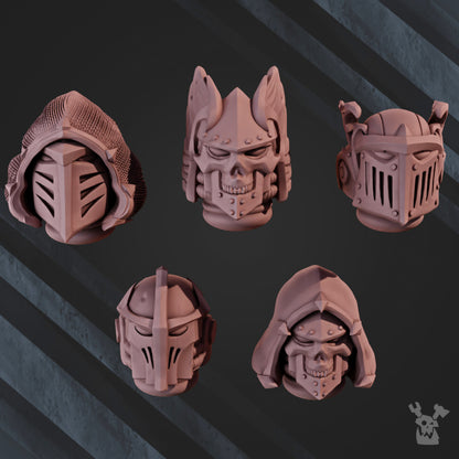 Hooded Knights Space Crusaders Fallen Lions Head Bits Set x5 (5 Units), Hooded Knights resin conversion bits, 28mm heroic