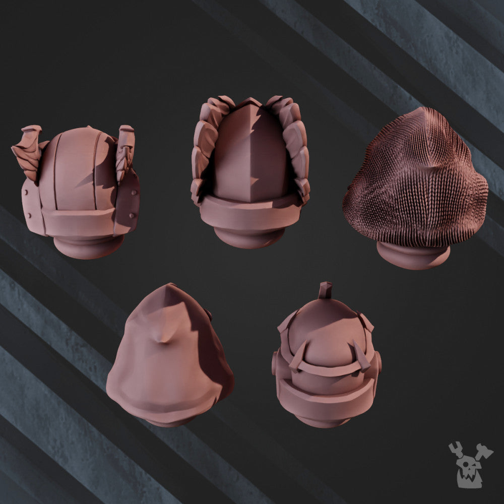 Hooded Knights Space Crusaders Fallen Lions Head Bits Set x5 (5 Units), Hooded Knights resin conversion bits, 28mm, view 2