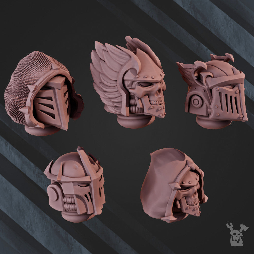 Hooded Knights Space Crusaders Fallen Lions Head Bits Set x5 (5 Units), Hooded Knights resin conversion bits, 28mm, view 3
