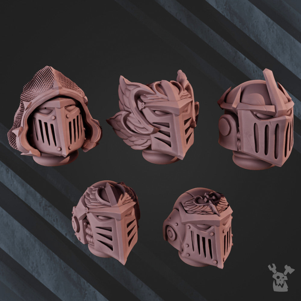 Hooded Knights Space Crusaders Winged Lions Head Bits Set x5 (5 Units), Hooded Knights resin conversion bits, 28mm, view 2