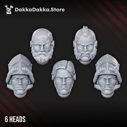 Imperial Army Alternative Heads for Dawnguards, Imperial Army resin conversion bits, 28mm heroic scale unpainted resin