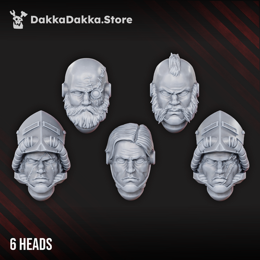 Imperial Army Alternative Heads for Dawnguards, Imperial Army resin conversion bits, 28mm heroic scale unpainted resin