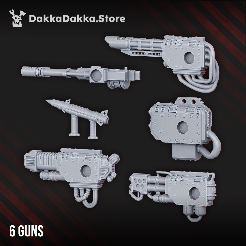 Imperial Army Armored Stompermech Guns, Imperial Army resin conversion bits, 28mm heroic scale unpainted resin, view 2