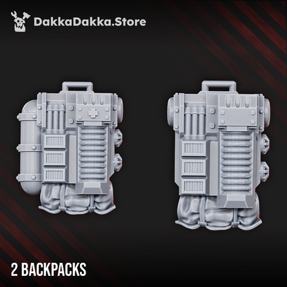Imperial Army Backpacks for Dawnguard Veterans, Imperial Army resin conversion bits, 28mm heroic scale unpainted resin