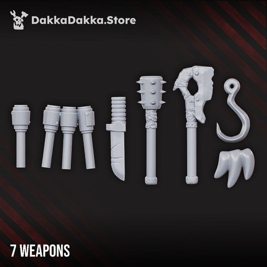 Mutant Uprising Vultures Alternative Weapons Bits Set, Mutant Uprising resin conversion bits, 28mm heroic scale unpainted