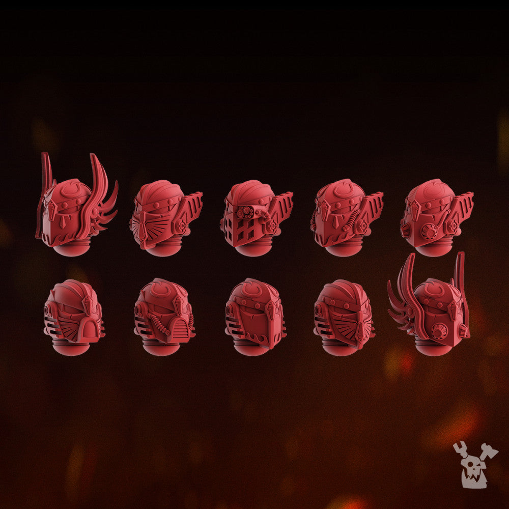Space Knights Celestial Blades Heads Set x10 (10 Units), Space Knights resin conversion bits, 28mm heroic scale unpainted