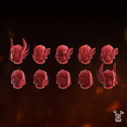Space Knights Celestial Blades Heads Set x10 (10 Units), Space Knights resin conversion bits, 28mm heroic scale unpainted
