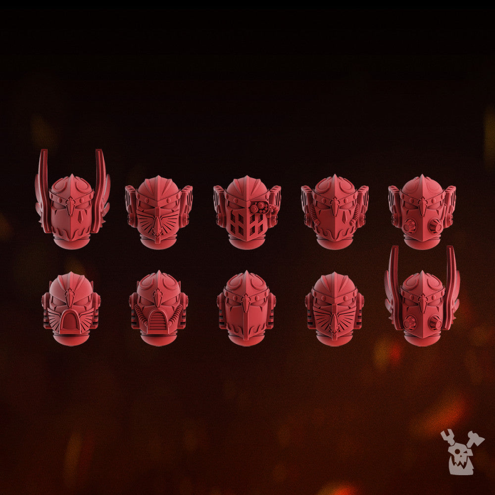 Space Knights Celestial Blades Heads Set x10 (10 Units), Space Knights resin conversion bits, 28mm heroic scale, view 2
