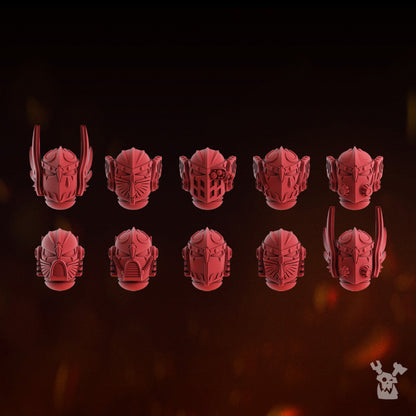 Space Knights Celestial Blades Heads Set x10 (10 Units), Space Knights resin conversion bits, 28mm heroic scale, view 2